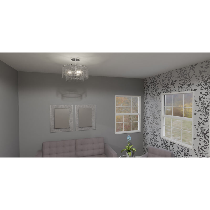 Quoizel Tayshia 18in 3-Light Semi-Flush Mount | Glam Polished Chrome and Clear Glass | Bedroom & Hallway Ceiling Light | Model PCTAY1718C