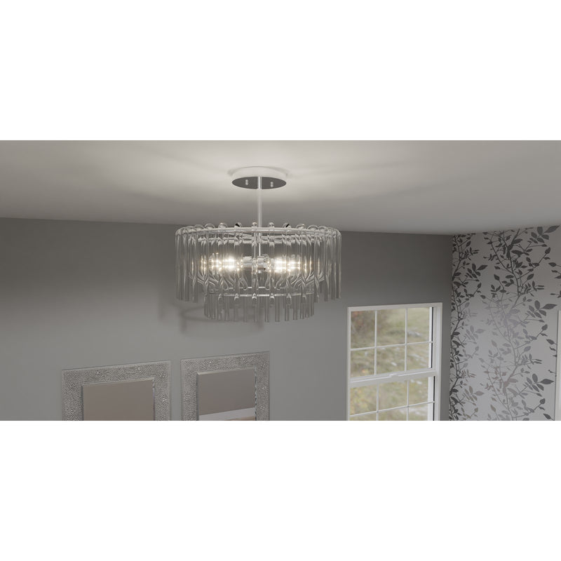 Quoizel Tayshia 18in 3-Light Semi-Flush Mount | Glam Polished Chrome and Clear Glass | Bedroom & Hallway Ceiling Light | Model PCTAY1718C