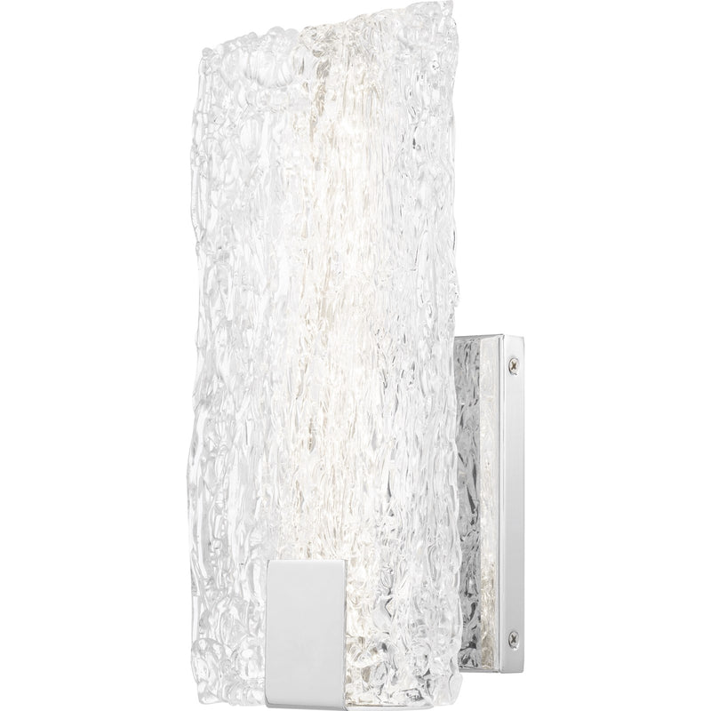 Quoizel Winter 12in LED Wall Sconce | Contemporary Polished Chrome and Clear Textured Glass | Bedroom & Hallway Accent Light | Model PCWR8506C