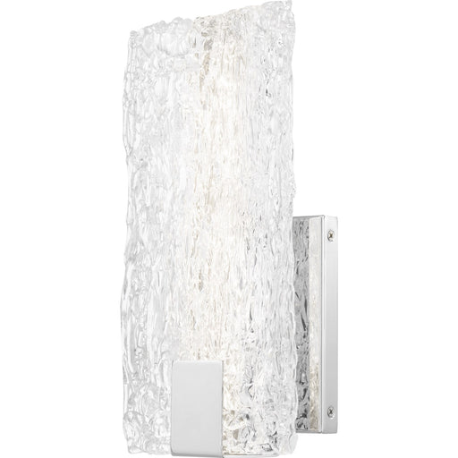 Quoizel Winter 12in LED Wall Sconce | Contemporary Polished Chrome and Clear Textured Glass | Bedroom & Hallway Accent Light | Model PCWR8506C
