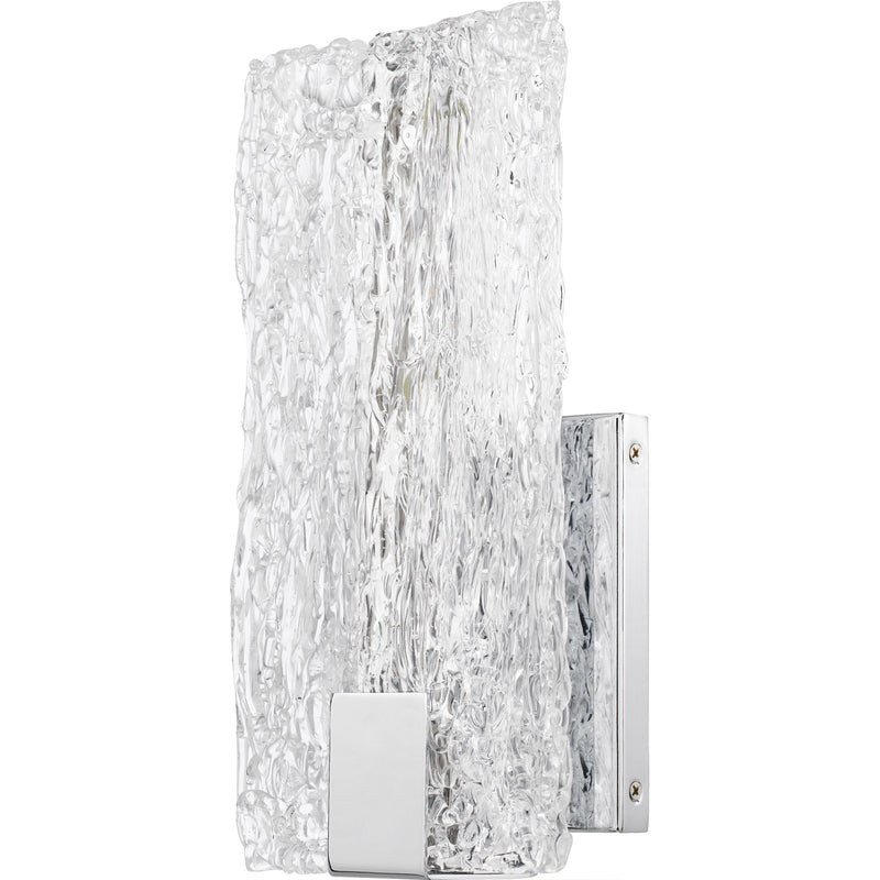Quoizel Winter 12in LED Wall Sconce | Contemporary Polished Chrome and Clear Textured Glass | Bedroom & Hallway Accent Light | Model PCWR8506C