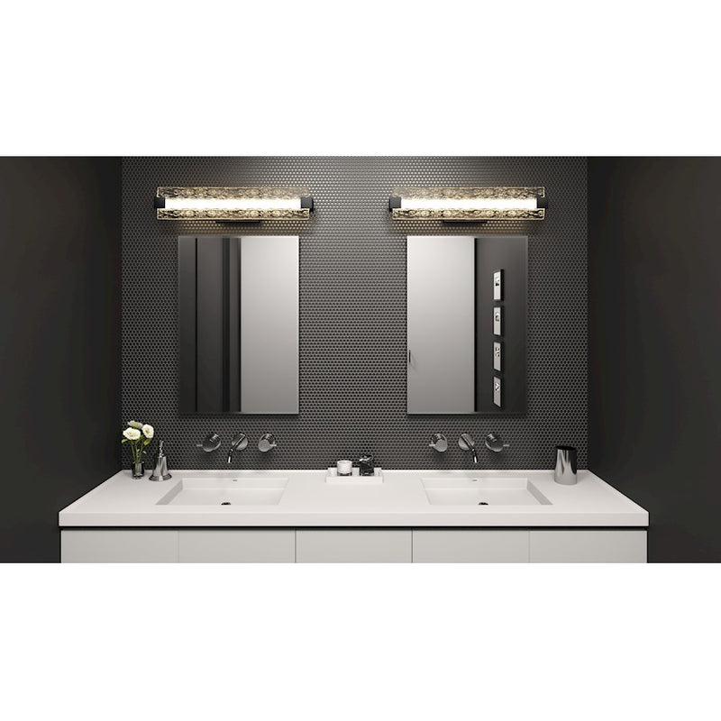 Quoizel Winter Bath Light, Matte Black/Clear Textured