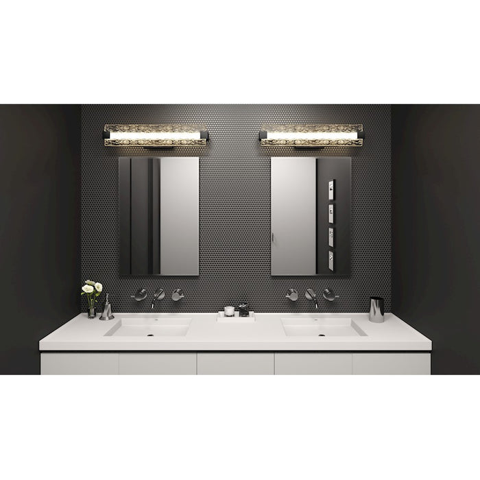Quoizel Winter Bath Light, Matte Black/Clear Textured