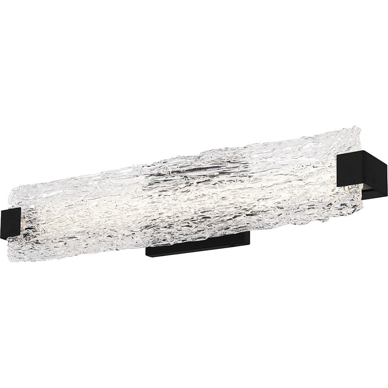Quoizel Winter Bath Light, Matte Black/Clear Textured