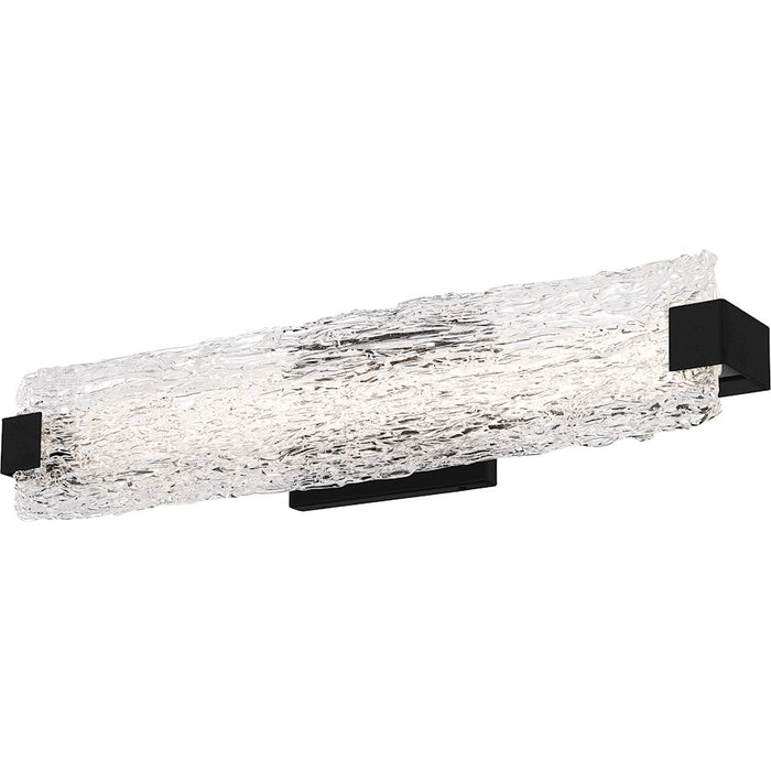 Quoizel Winter Bath Light, Matte Black/Clear Textured