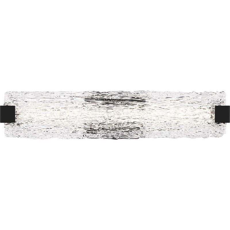 Quoizel Winter Bath Light, Matte Black/Clear Textured