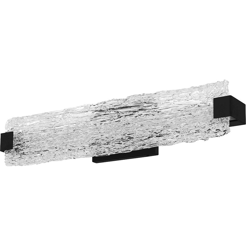 Quoizel Winter Bath Light, Matte Black/Clear Textured