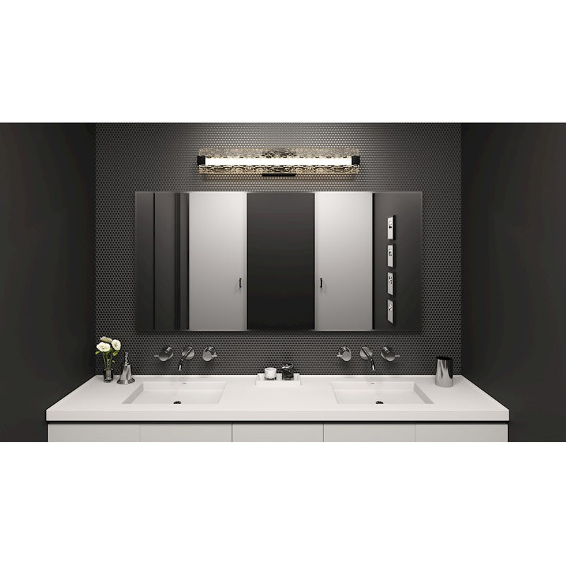 Quoizel Winter Bath Light, Matte Black/Clear Textured