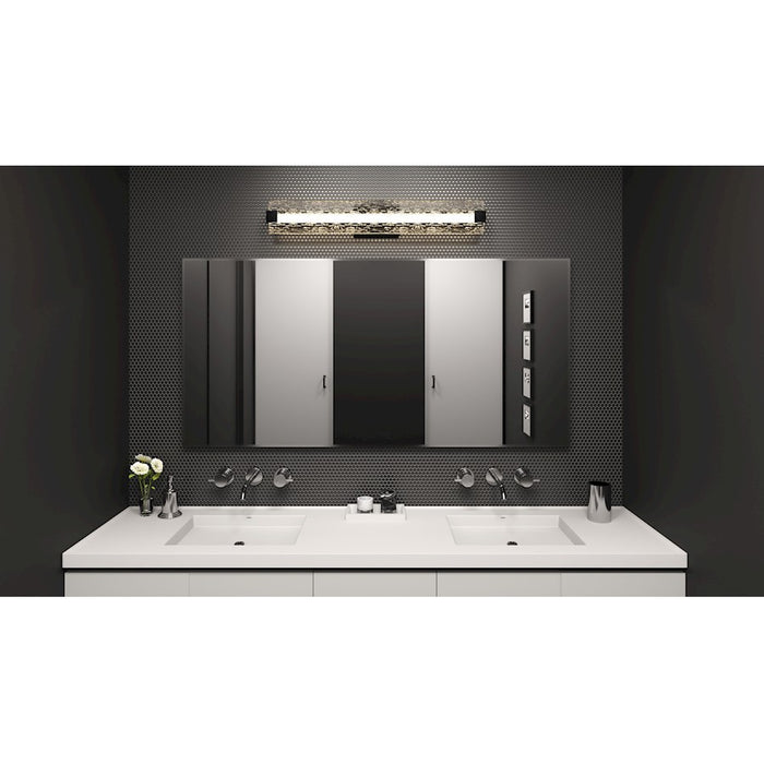Quoizel Winter Bath Light, Matte Black/Clear Textured