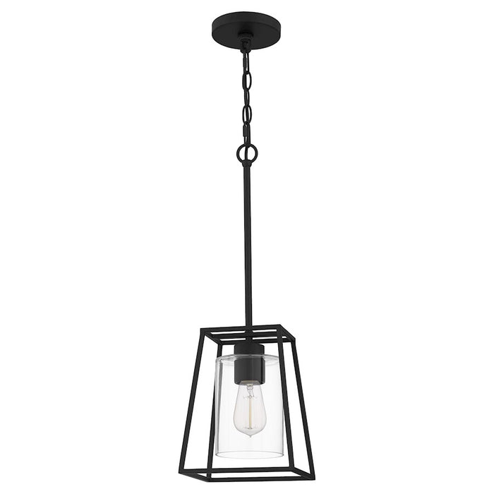 Quoizel Prescott 1 Light Mini Pendant, Matte Black/Clear