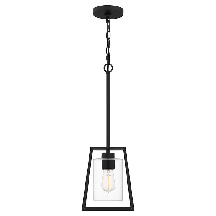 Quoizel Prescott 1 Light Mini Pendant, Matte Black/Clear