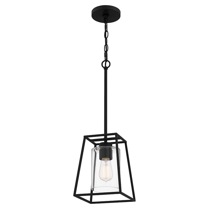 Quoizel Prescott 1 Light Mini Pendant, Matte Black/Clear