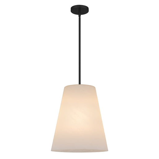 Quoizel Peregrine 14in 1-Light Pendant | Modern Matte Black and Etched Alabaster Glass | Kitchen Island & Dining Room | Model PRGA1514MBK