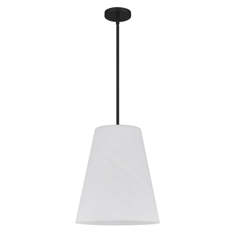 Quoizel Peregrine 14in 1-Light Pendant | Modern Matte Black and Etched Alabaster Glass | Kitchen Island & Dining Room | Model PRGA1514MBK
