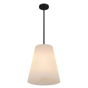 Quoizel Peregrine 14in 1-Light Pendant | Modern Matte Black and Etched Alabaster Glass | Kitchen Island & Dining Room | Model PRGA1514MBK