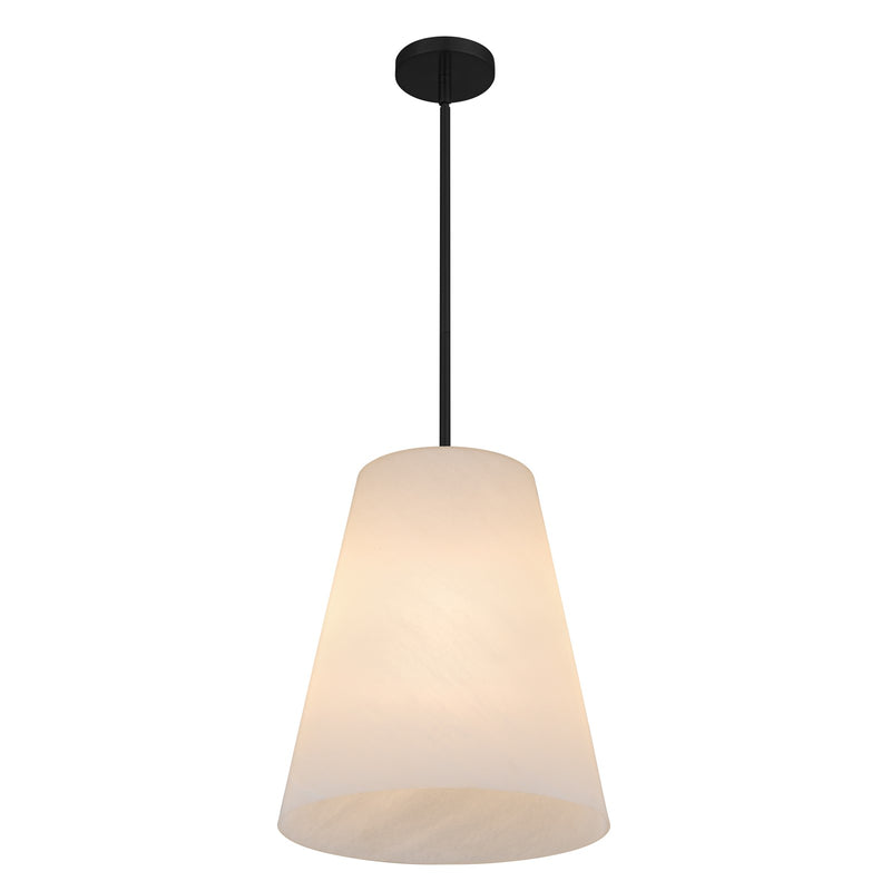 Quoizel Peregrine 14in 1-Light Pendant | Modern Matte Black and Etched Alabaster Glass | Kitchen Island & Dining Room | Model PRGA1514MBK