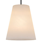 Quoizel Peregrine 14in 1-Light Pendant | Modern Matte Black and Etched Alabaster Glass | Kitchen Island & Dining Room | Model PRGA1514MBK