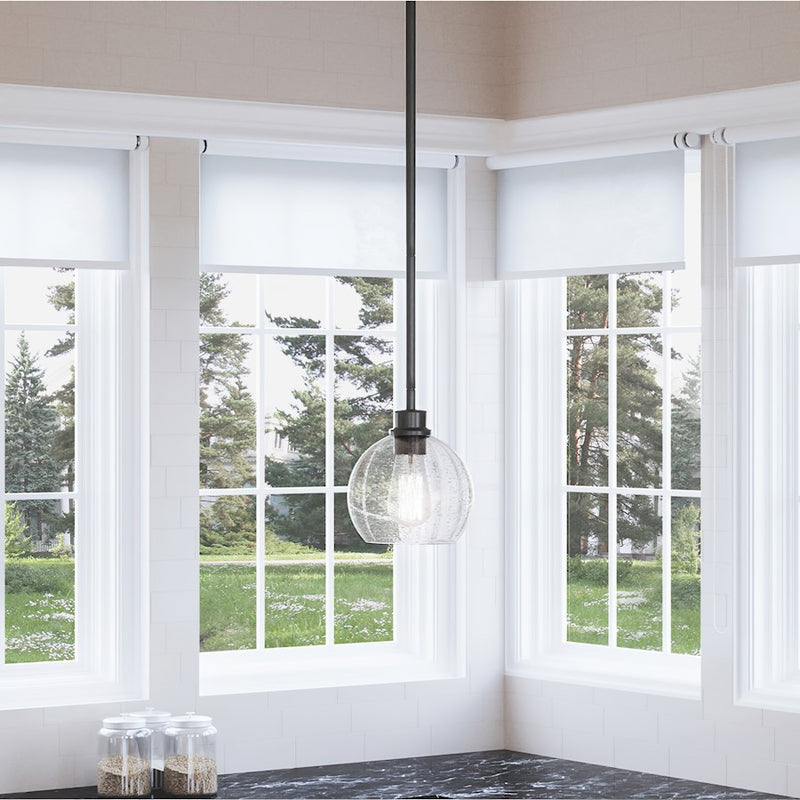 Quoizel Pruitt 1 Light Mini Pendant, Matte Black/Clear