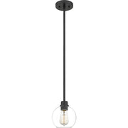 Quoizel Pruitt 1 Light Mini Pendant, Matte Black/Clear