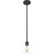 Quoizel Pruitt 1 Light Mini Pendant, Matte Black/Clear