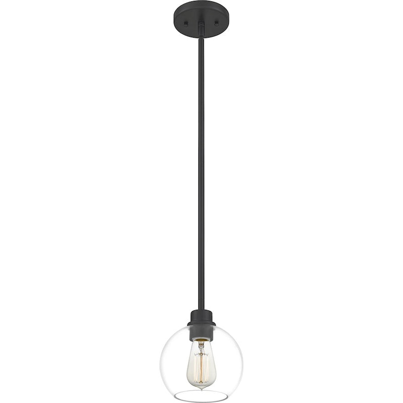 Quoizel Pruitt 1 Light Mini Pendant, Matte Black/Clear