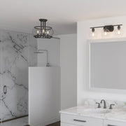 Quoizel Pruitt 3 Light Semi-Flush Mount, Matte Black/Clear