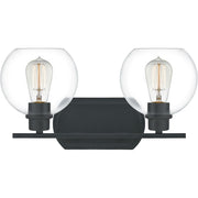 Quoizel Pruitt 2 Light Bath, Matte Black/Clear