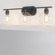 Quoizel Pruitt 3 Light Bath, Matte Black/Clear