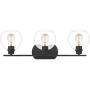 Quoizel Pruitt 3 Light Bath, Matte Black/Clear