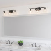 Quoizel Pruitt 3 Light Bath, Matte Black/Clear