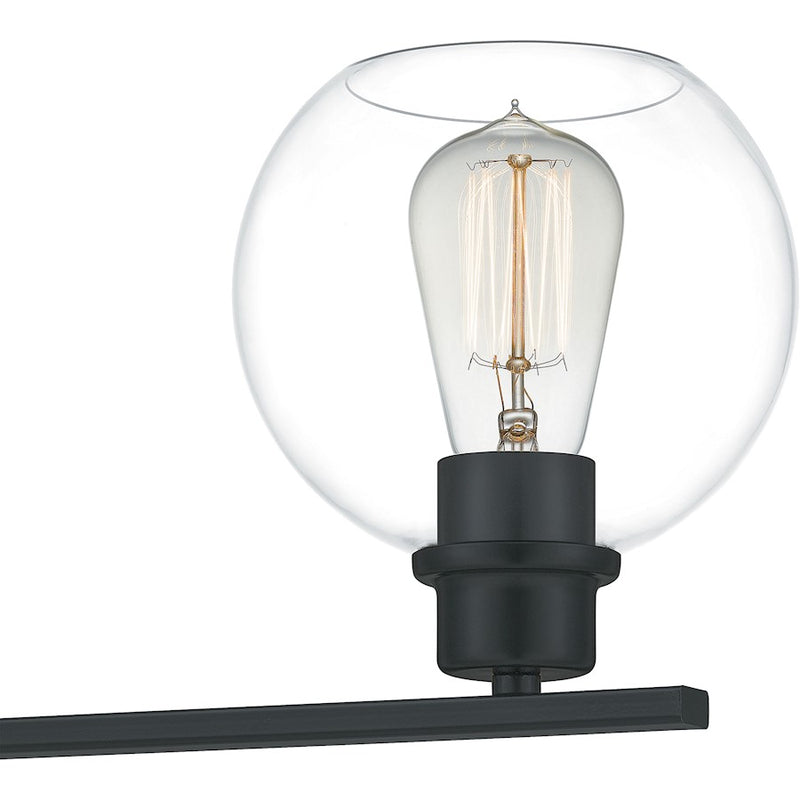 Quoizel Pruitt 3 Light Bath, Matte Black/Clear