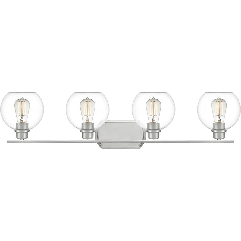 Quoizel Pruitt 4 Light Bath, Brushed Nickel/Clear