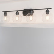 Quoizel Pruitt 4 Light Bath, Matte Black/Clear