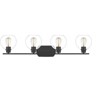 Quoizel Pruitt 4 Light Bath, Matte Black/Clear