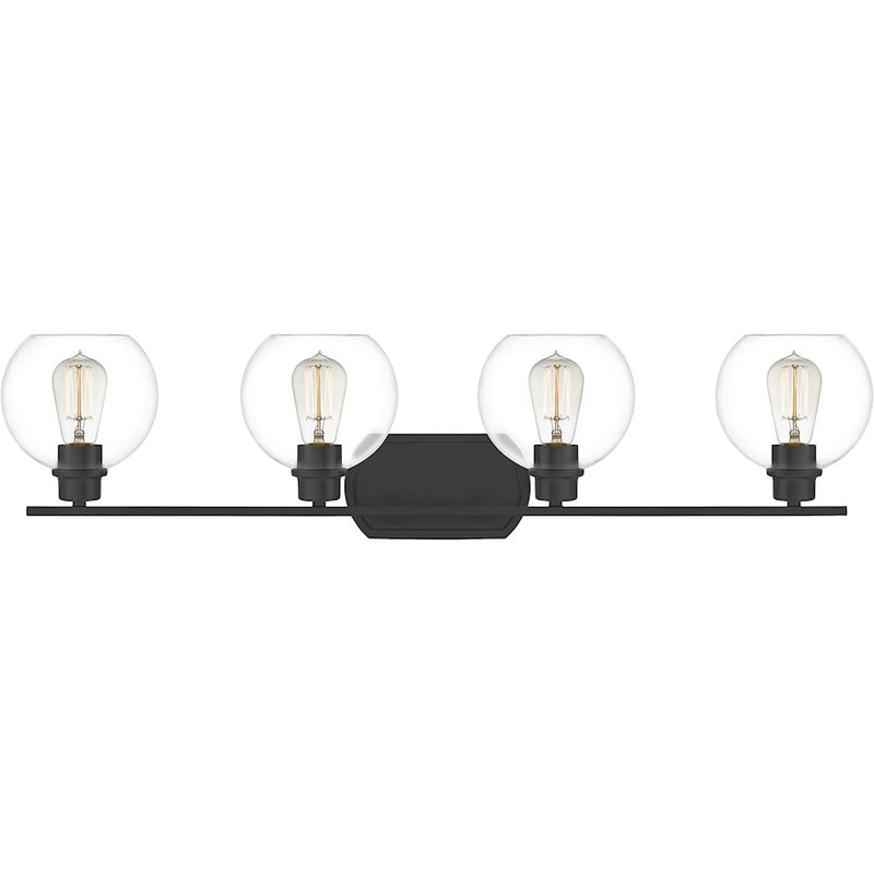 Quoizel Pruitt 4 Light Bath, Matte Black/Clear