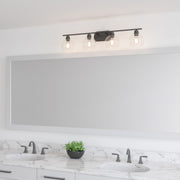 Quoizel Pruitt 4 Light Bath, Matte Black/Clear