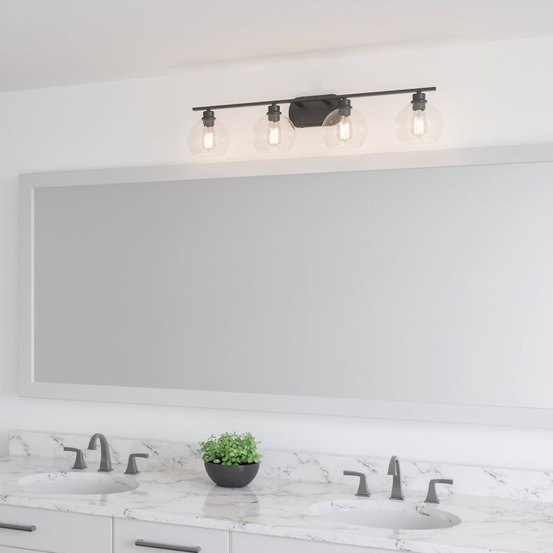 Quoizel Pruitt 4 Light Bath, Matte Black/Clear