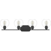 Quoizel Pruitt 4 Light Bath, Matte Black/Clear