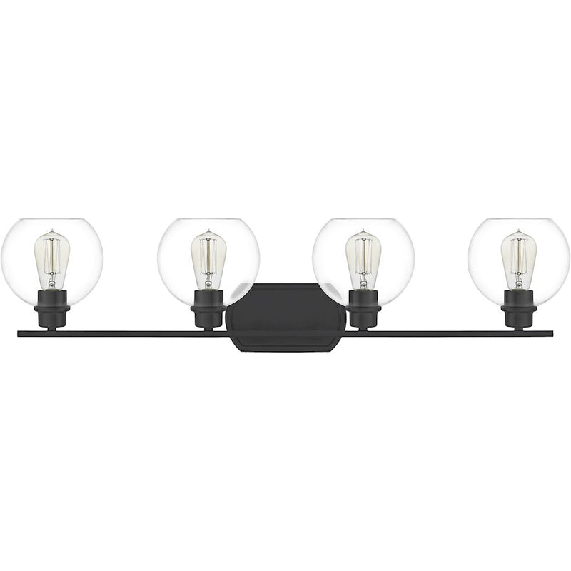 Quoizel Pruitt 4 Light Bath, Matte Black/Clear
