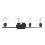 Quoizel Pruitt 4 Light Bath, Matte Black/Clear