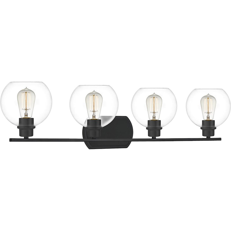 Quoizel Pruitt 4 Light Bath, Matte Black/Clear