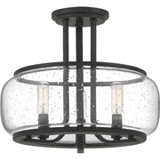 Quoizel Pruitt 3 Light Semi-Flush Mount, Matte Black/Seedy