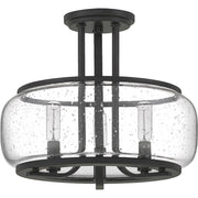 Quoizel Pruitt 3 Light Semi-Flush Mount, Matte Black/Seedy