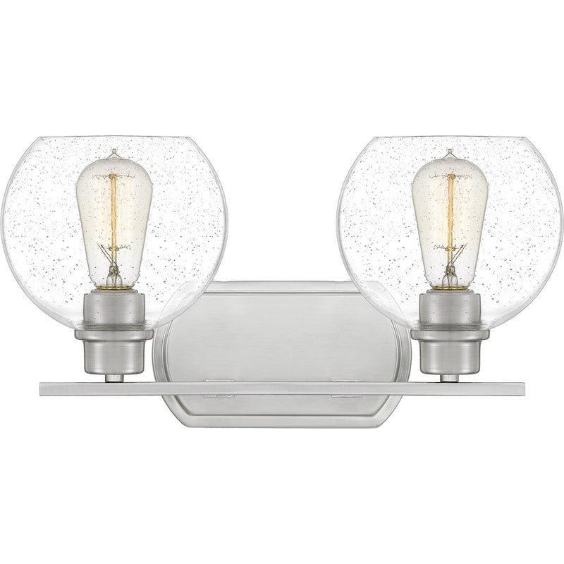 Quoizel Pruitt 2 Light Bath, Brushed Nickel/Seedy