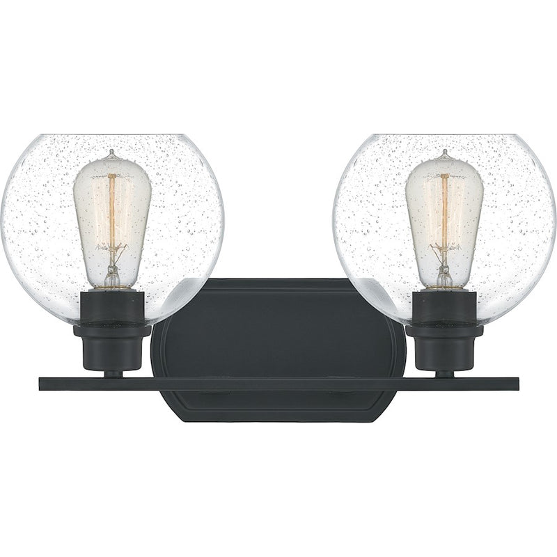 Quoizel Pruitt 2 Light Bath, Matte Black/Seedy