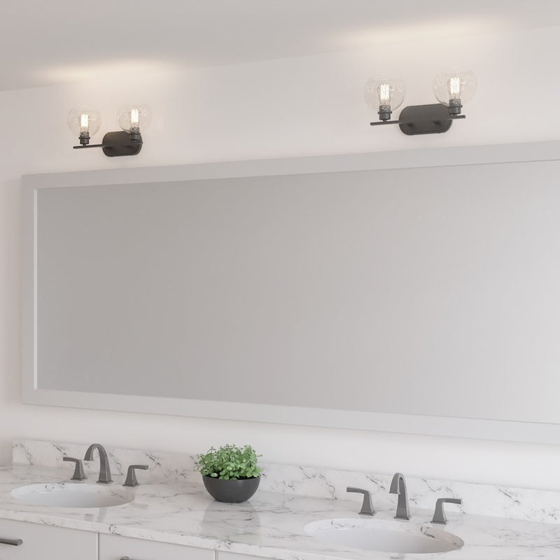 Quoizel Pruitt 2 Light Bath, Matte Black/Seedy