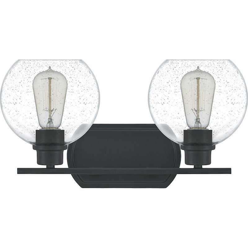Quoizel Pruitt 2 Light Bath, Matte Black/Seedy