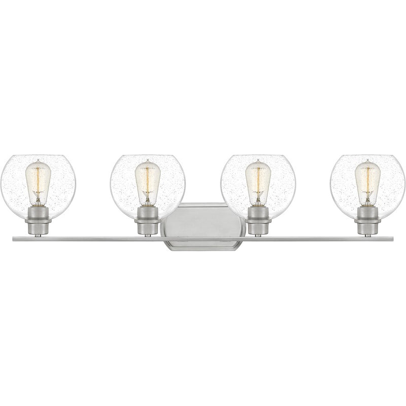 Quoizel Pruitt 4 Light Bath, Brushed Nickel/Seedy