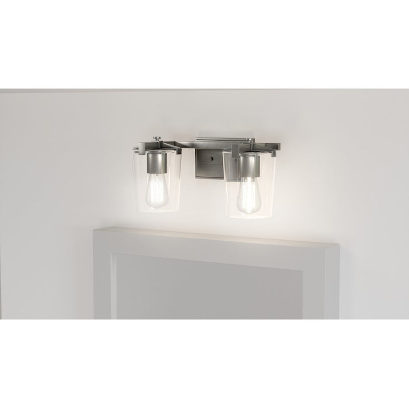 Quoizel Perry 2 Light Bath Vanity, Antique Nickel