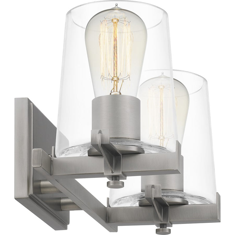 Quoizel Perry 2 Light Bath Vanity, Antique Nickel